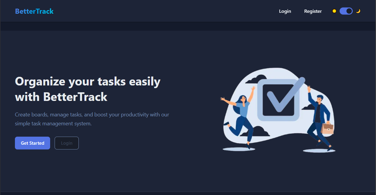 BetterTrack homepage Image